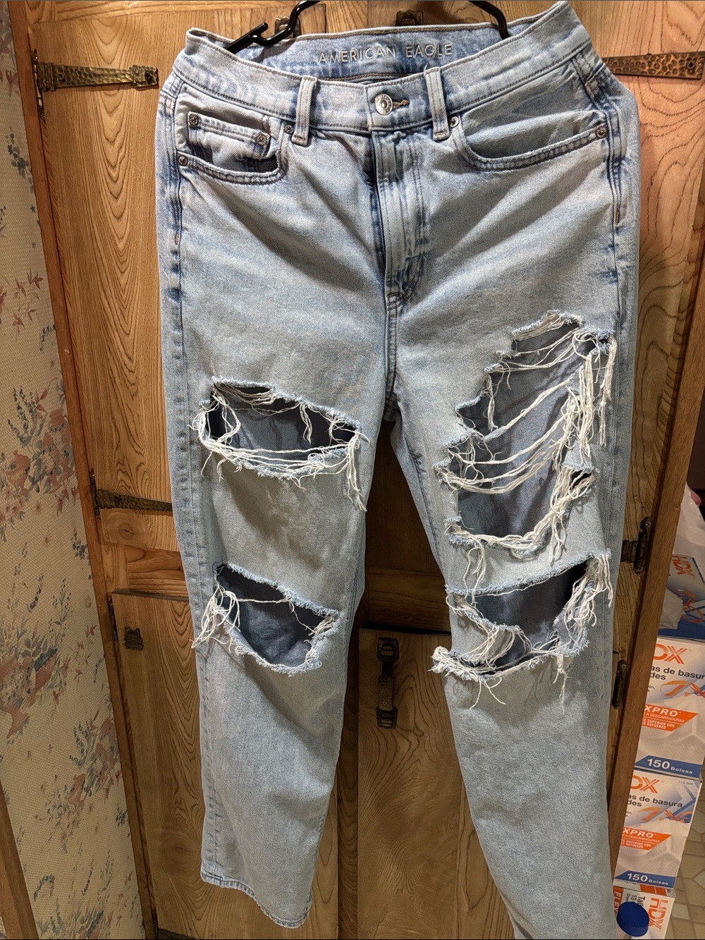 American Eagle Outfitters Light Wash High Rise Distressed Jeans